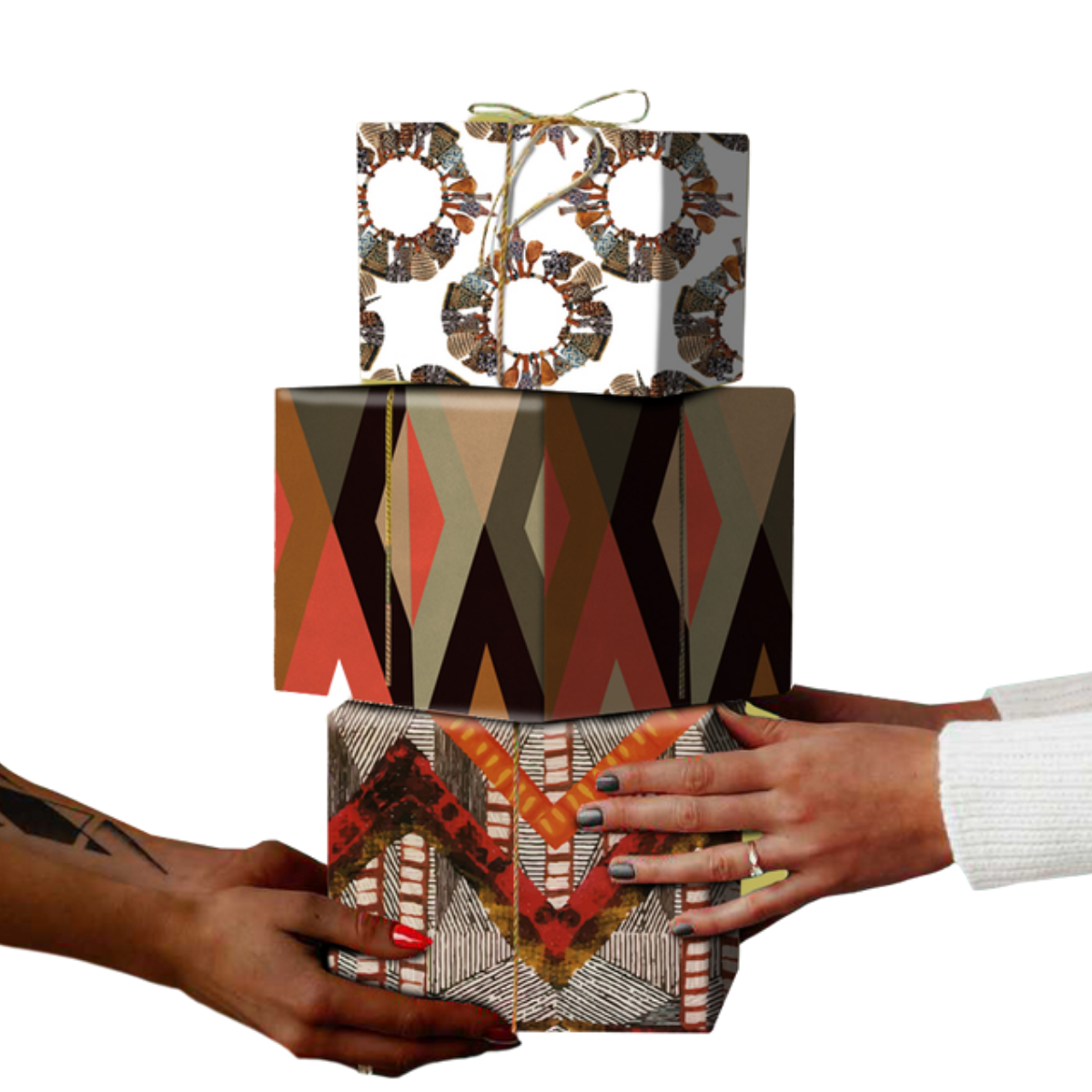 folkus gift wrap stacked boxes