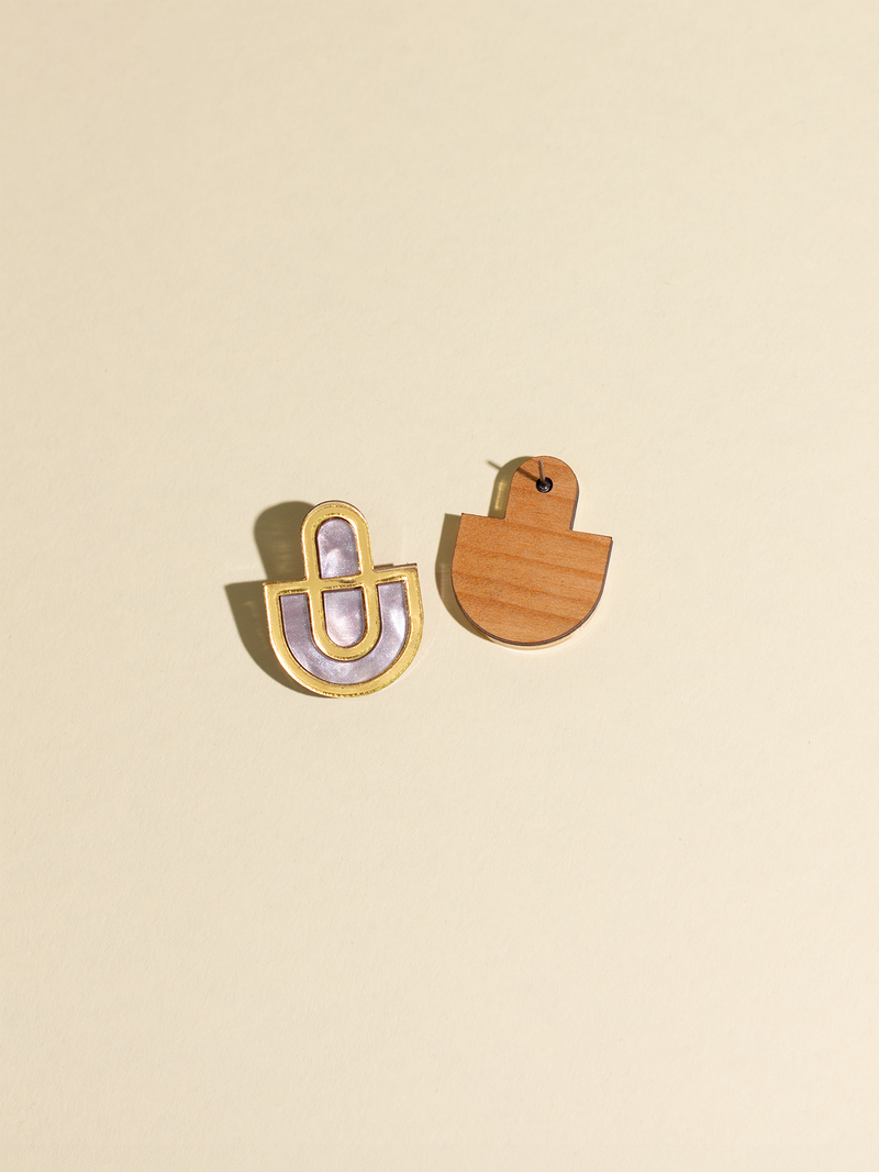 Devin 2 - Lilac purple Gold Acrylic Statement Stud Earrings
