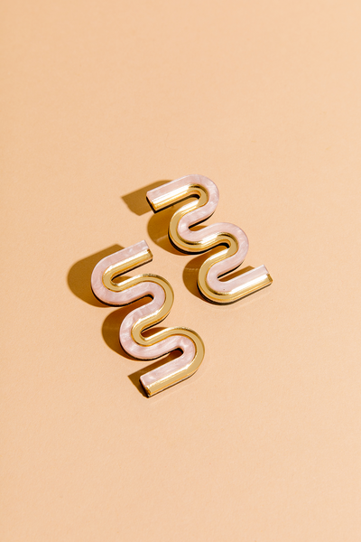 Vea Mini - Acrylic Colorful Statement Stud Earrings: Black and Gold