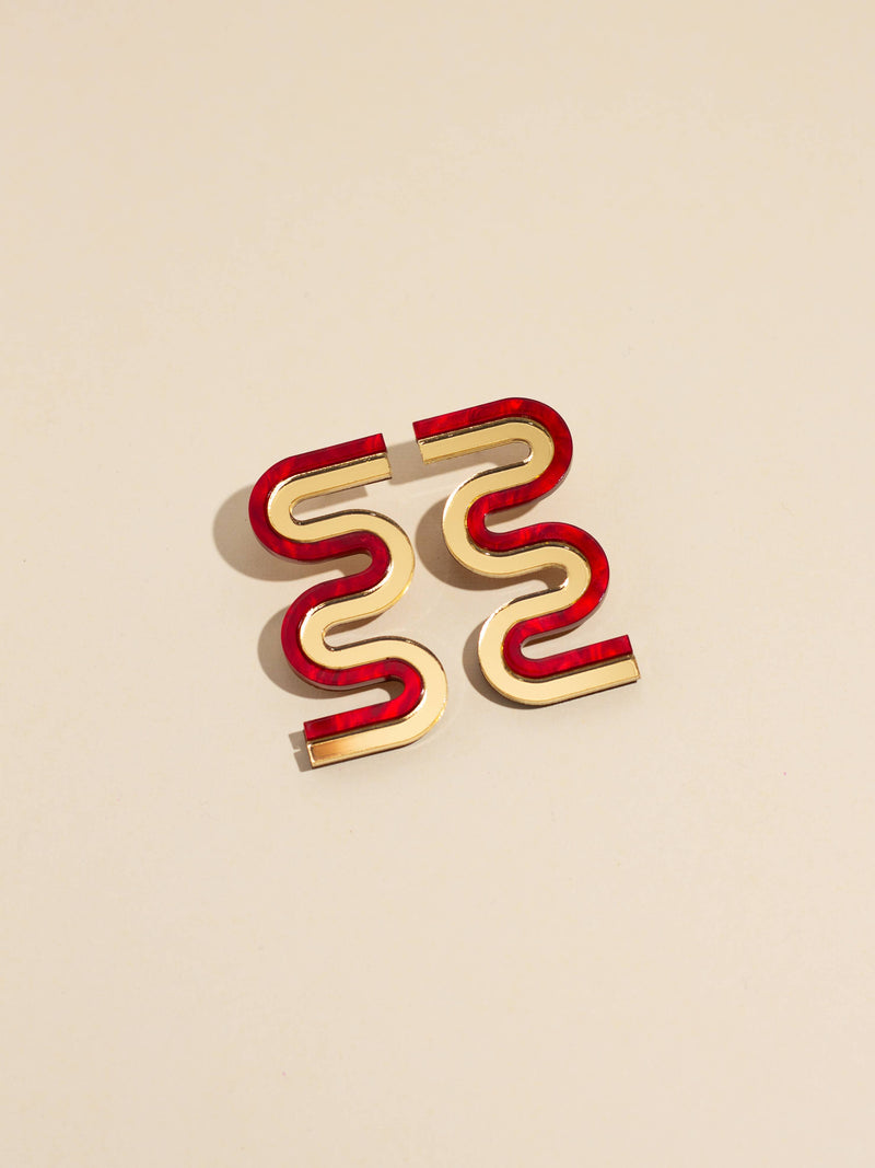 Vea Mini Earrings - Red and Gold