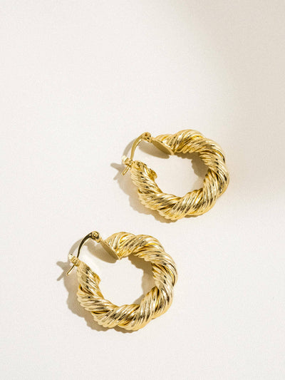 Isla 18K Gold Twisted Hoop Earring