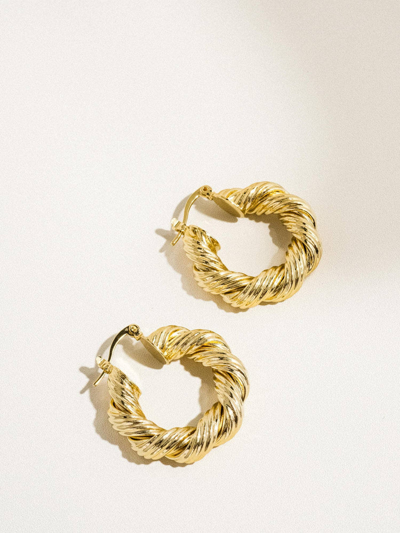 Isla 18K Gold Twisted Hoop Earring