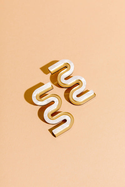 Vea Mini - Acrylic Colorful Statement Stud Earrings: Black and Gold