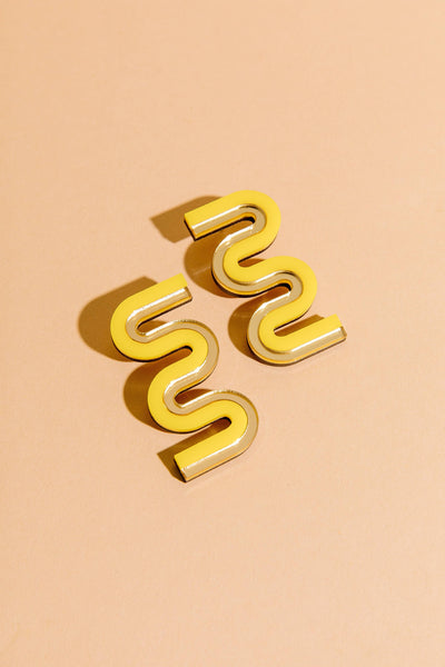 Vea Mini - Acrylic Colorful Statement Stud Earrings: Black and Gold