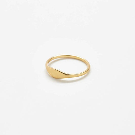 Gold Mini Signet Ring - Tarnish & Water Resistant: 6
