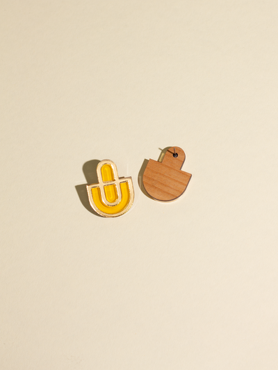 Devin 2 - Fun Yellow Gold Acrylic Statement Stud Earrings