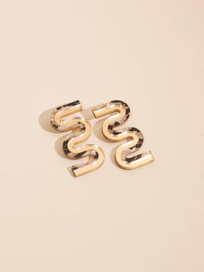 Vea Mini - Acrylic Colorful Statement Stud Earrings: Turquoise and Gold