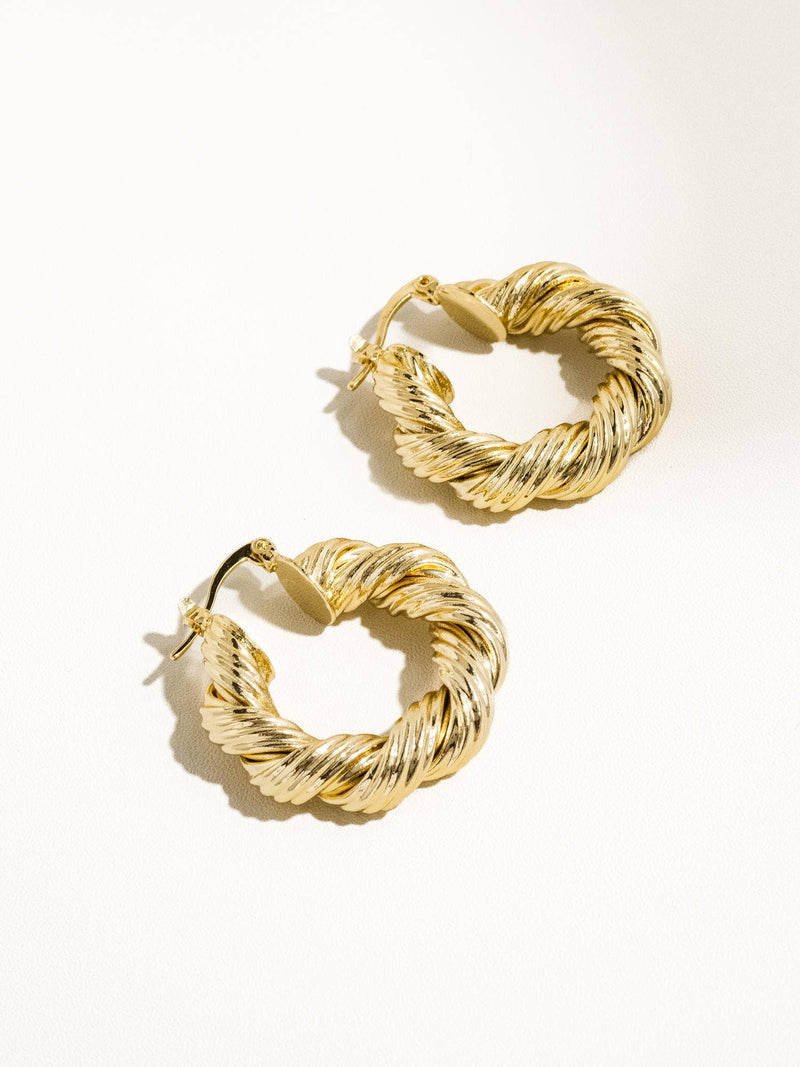 Isla 18K Gold Twisted Hoop Earring