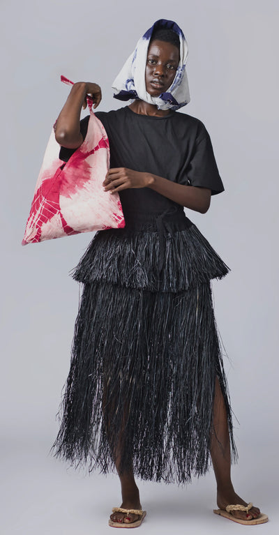 Chi Raffia Skirt: Black