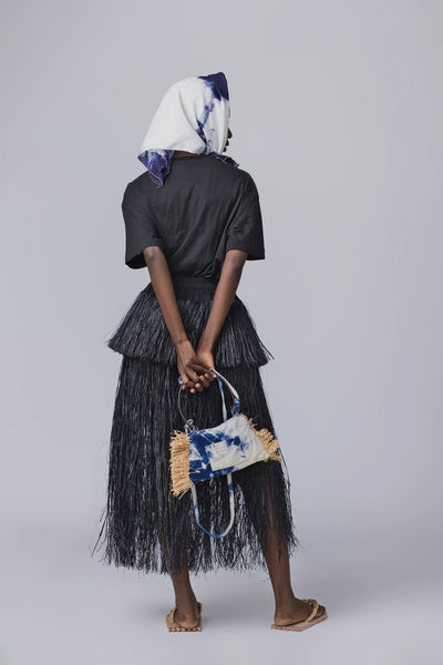 Chi Raffia Skirt: Black