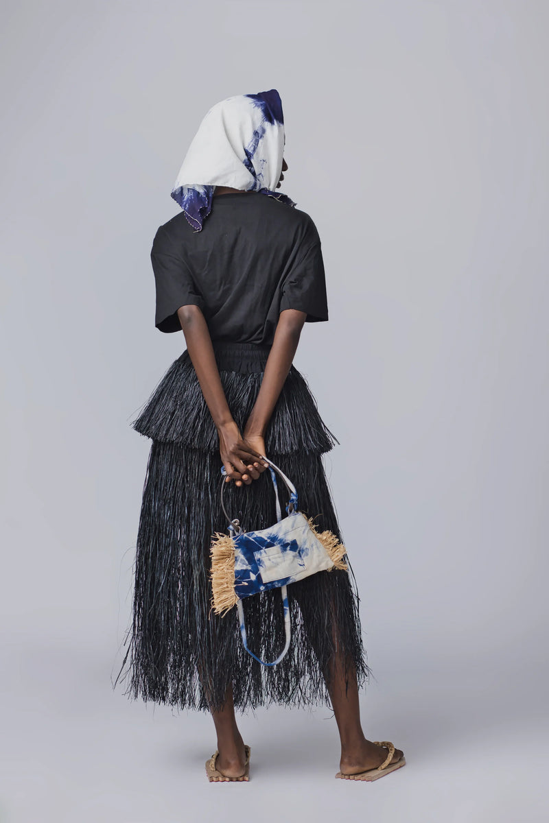 Chi Raffia Skirt: Black