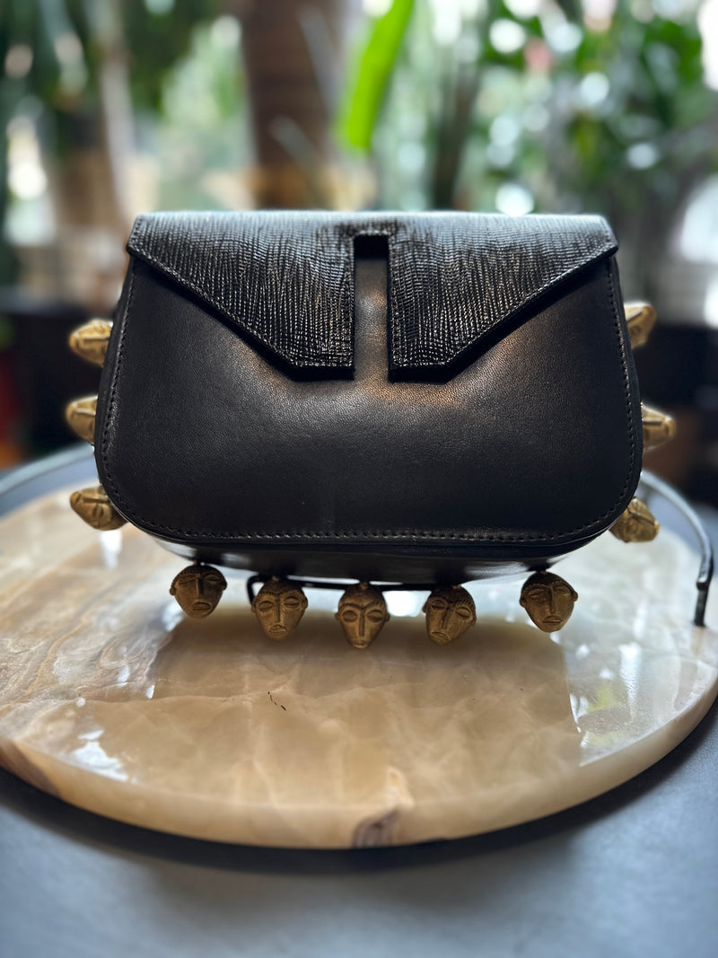 Leather Mask Handbag (Black)