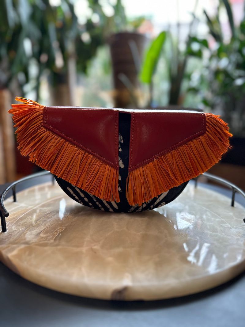 Orange Mini Raffia Handbag (Final Sale)