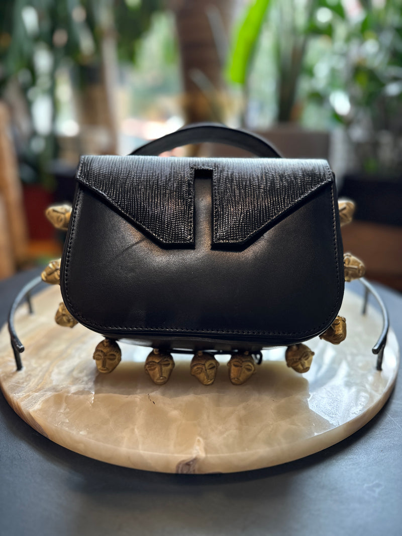 Leather Mask Handbag (Black)