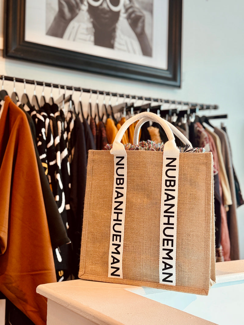 Nubian Hueman Jute Tote Bag