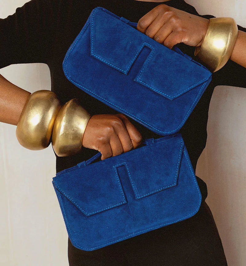 Suede Split Flap Handbag (Royal Blue)