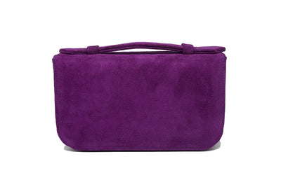 Suede Split Flap Handbag (Purple)