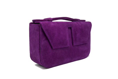 Suede Split Flap Handbag (Purple)