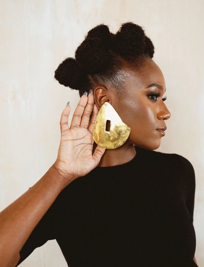 Brass Contrast Cut-Out Earrings