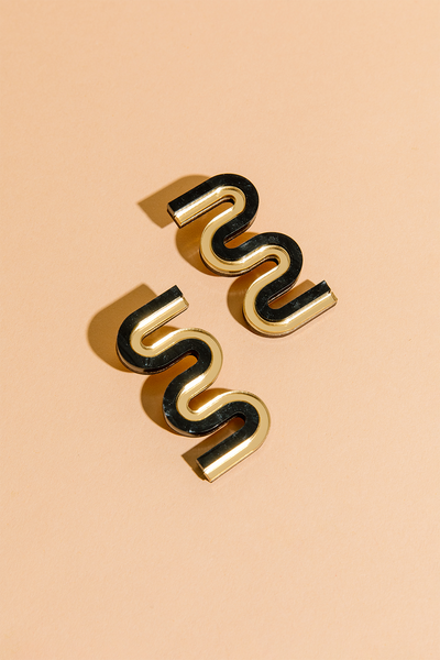 Vea Mini - Acrylic Colorful Statement Stud Earrings: Turquoise and Gold