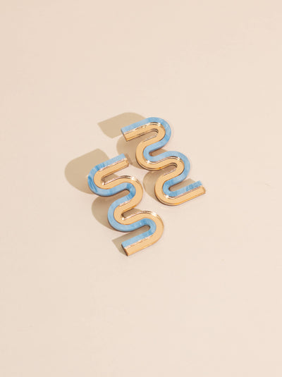 Vea Mini - Acrylic Colorful Statement Stud Earrings: Turquoise and Gold