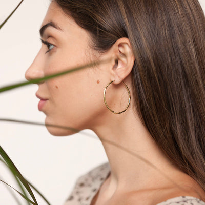 Brass Textured Hoop Earring