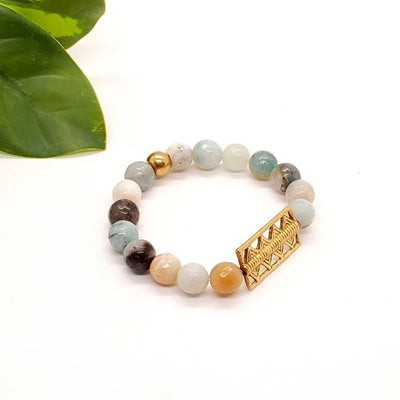 Beaded Stone Accent Bracelet: Ruby Zoisite