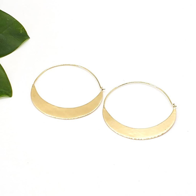 Brass Crescent Earring: Medium