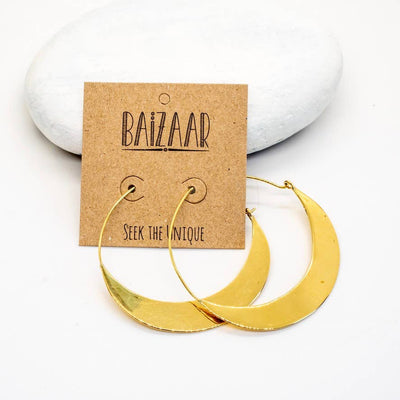 Brass Crescent Earring: Medium