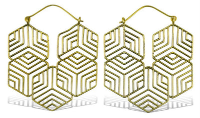 Brass Hexagon Hoops