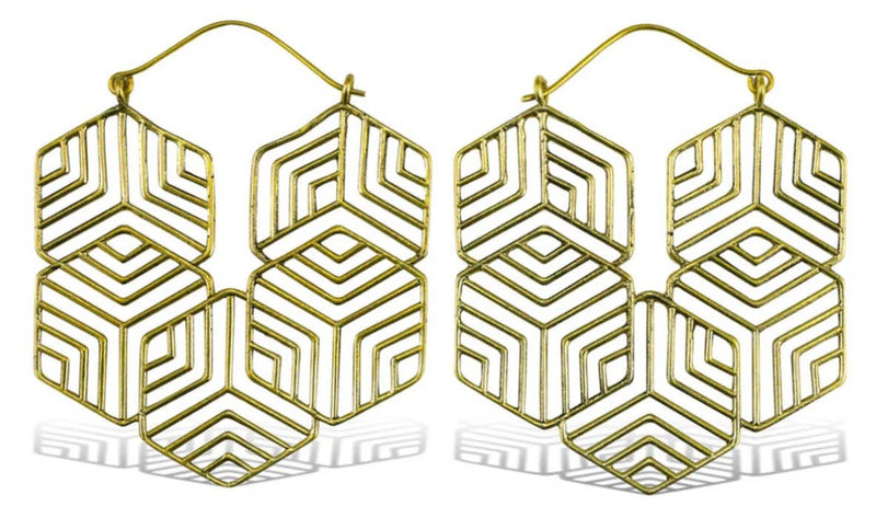 Brass Hexagon Hoops