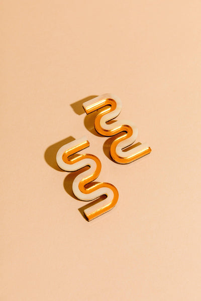 Vea Mini - Acrylic Colorful Statement Stud Earrings: Black and Gold