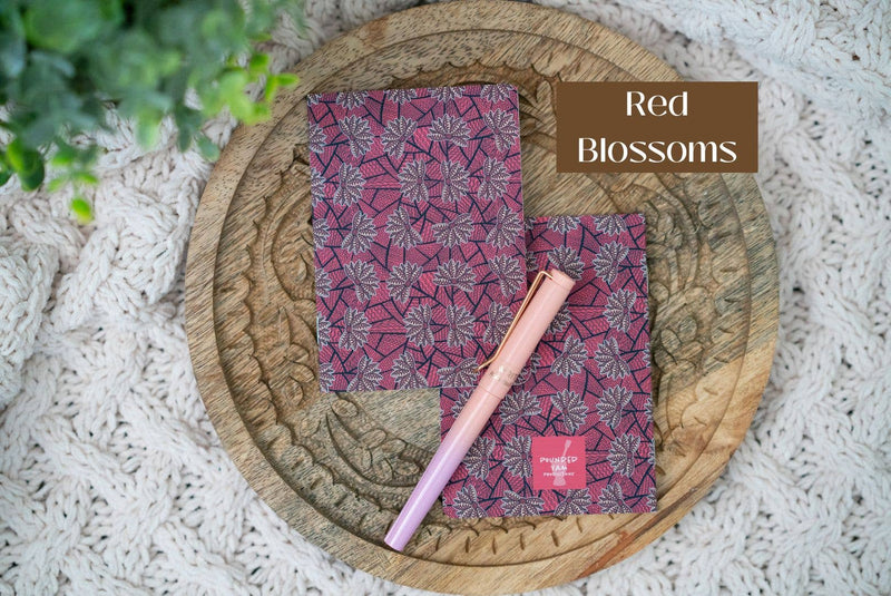 African Print Pocket Notebook: Red Blossoms