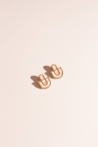 Devin 2 - Multicolor Acrylic Lightweight Statement Earrings: Blue and Gold