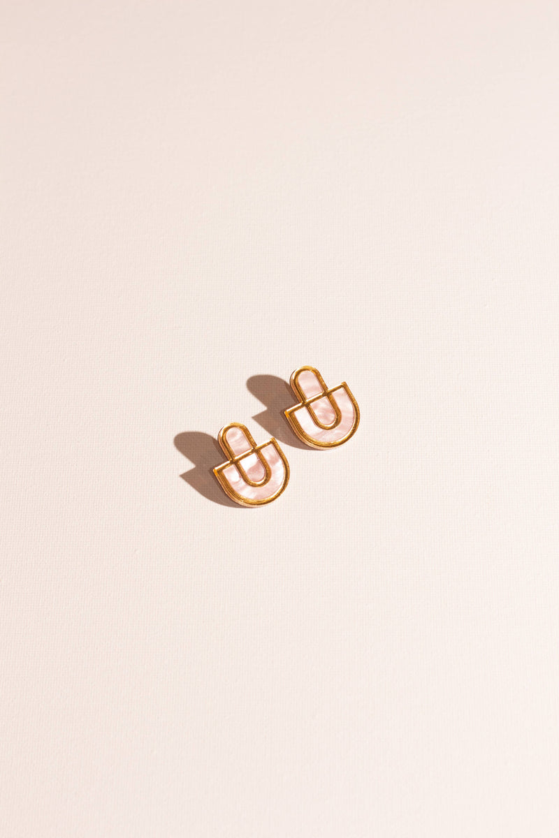Devin 2 - Multicolor Acrylic Lightweight Statement Earrings: Blue and Gold